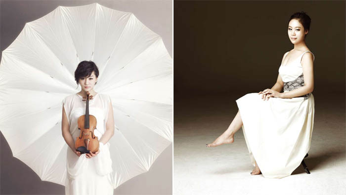 세계를 무대로 활발히 활약 중인 바이올리니스트 신지아 (좌)와 피아니스트 손열음(우)은 한미동맹 60주년을 기념하는 만찬 행사에서 듀엣 공연을 펼쳤다 (사진: 예술의전당).