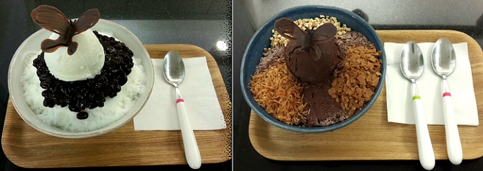 폴라비의 여름메뉴 ‘나비빙수’. 빙수 위에 수제 초콜릿을 얹어 맛과 멋을 더했다.