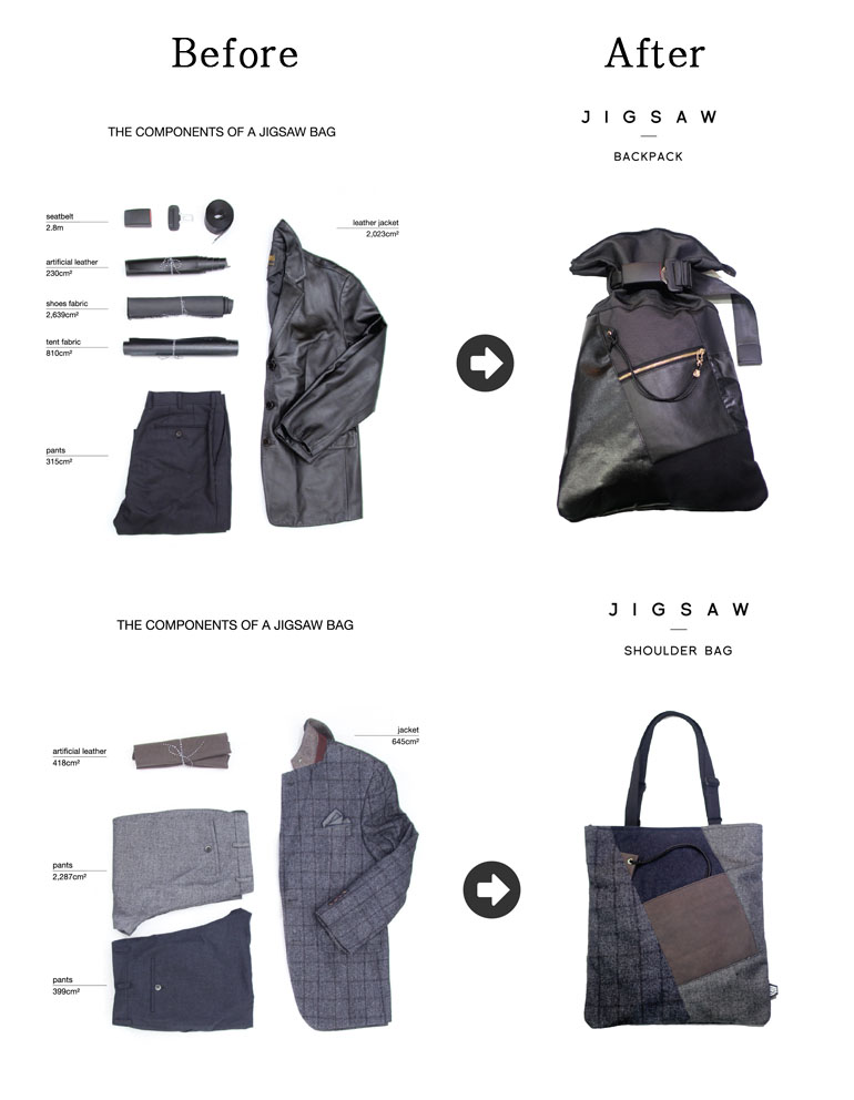 자투리에서 가방으로 다시 거듭난 제품들
