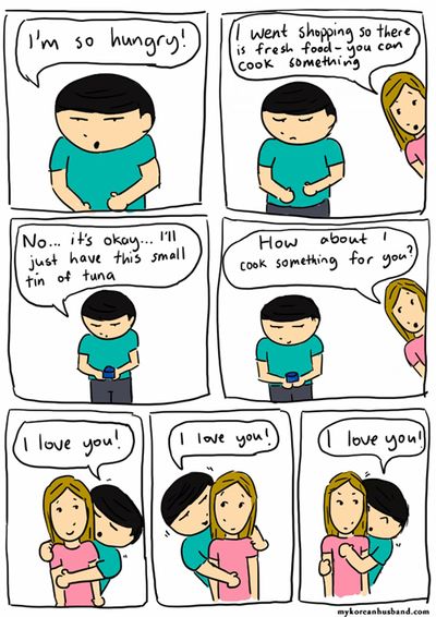 니콜라 씨가 올린 만화 중에는 요리하는 걸 불편해하는 한국 남성의 특성을 그린 에피소드도 있다 (사진: 마이코리안허즈번드)