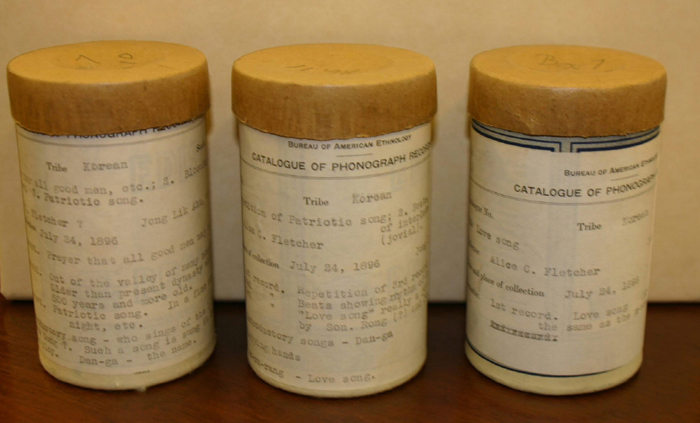 1896년 원통형 음반에 녹음된 아리랑 (사진: 국립국악원).