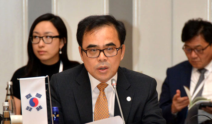 김종 문화체육관광부 제2차관이 ‘제6차 T20 관광장관회의’ 한국정부가 추진하고 있는 관광분야 사업을 소개하고 있다.