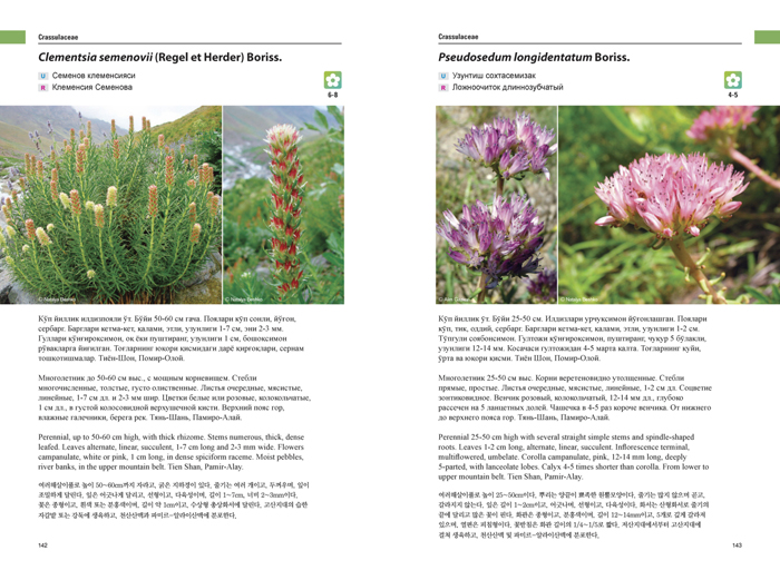 식물도감은 일반인들이 접하기 어려운 중국 천산산맥의 자생식물을 소개하고 있다.