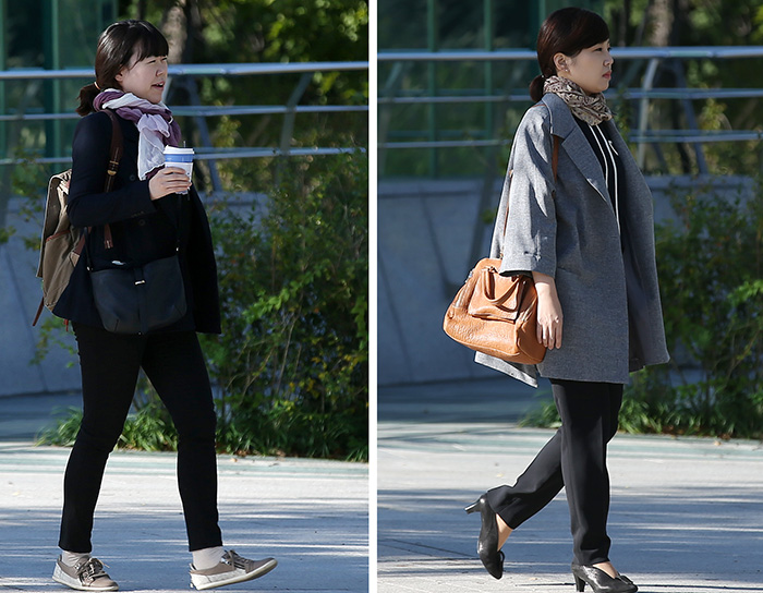 2일 오전 목도리와 외투를 챙겨 입은 사람들이 출근길을 서두르고 있다. 기상청은 일교차가 10도 이상 벌어지는 전형적인 가을 날씨가 이어지겠다고 예보했다.