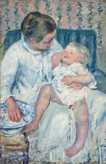 카사트의 ‘조는 아이를 씻기는 어머니(Mother about to wash her sleepy child)’. 1880년 로스앤젤레스카운티 미술관 소장 (사진제공: 국립중앙박물관).