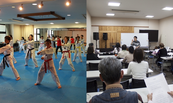 태권도, 민요 배우기 강의 현장 모습
