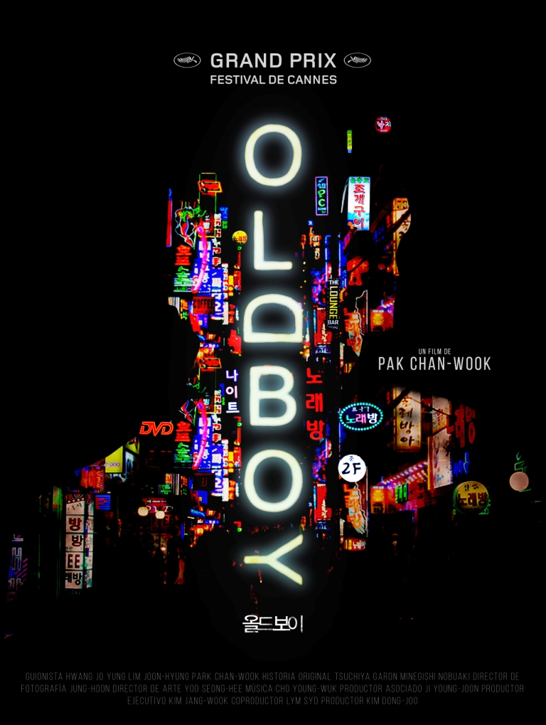 랑코 알보르노즈 씨가 영화 속 네온 간판 이미지를 재배열해 주인공 이미지로 그래픽화한 '올드보이' 포스터가 ‘내가 그린 한국영화 포스터’ 1위를 찾했다.