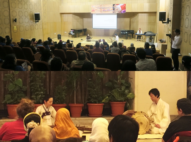 Heritage and Modernity 공연사진(위), 한국의 전통음악과 악기특강(아래)