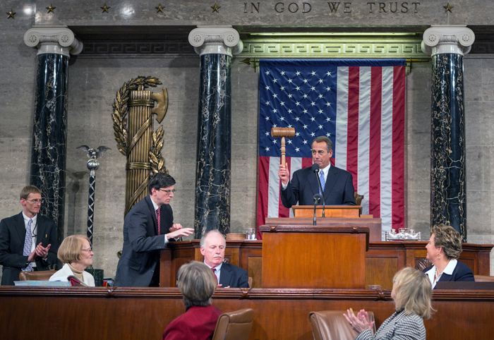 존 베이너 미국 의회 하원의장이 방미를 앞두고 있는 박근혜 대통령을 미 의회 상•하원 합동회의에서의 연설자로 초청했다. 사진은 베이너 미 하원의장이 의회를 진행하는 모습. (사진제공=미국 하원의장 공식플리커 페이지)