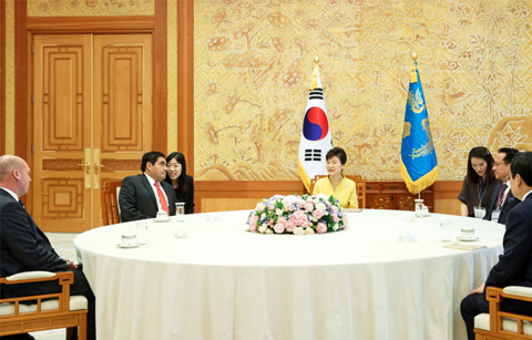 박 대통령, 믹타 국회의장단 접견