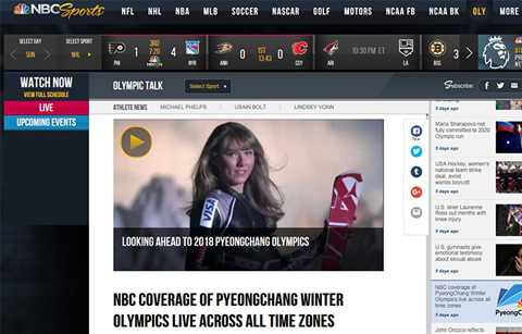 NBC, 라이브(Live) '2018 평창 동계올림픽'