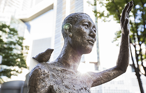 용산역에 선 ‘강제징용 노동자상’