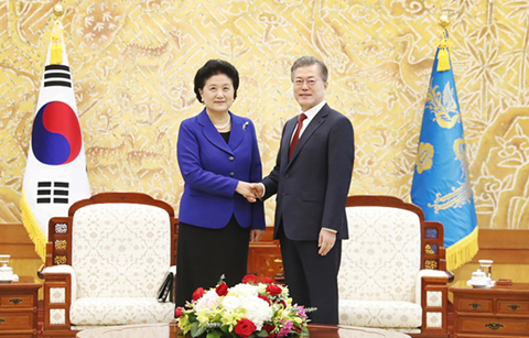 문재인 대통령, 류옌둥 중국 부총리 접견