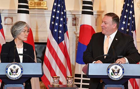 한ㆍ미 외교장관 “한반도 완전한 비핵화는 한미 공통목표”