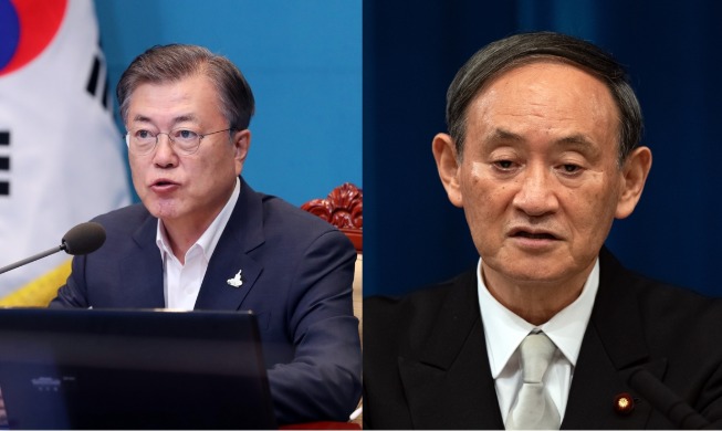 스가 총리, 문 대통령에 “미래지향적 한일 관계 기대” 답신