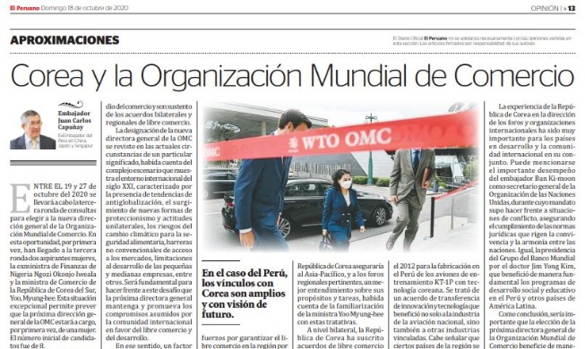 전(前) 주중국 페루대사가 말하는 “중남미가 유명희 지지하는 이유”