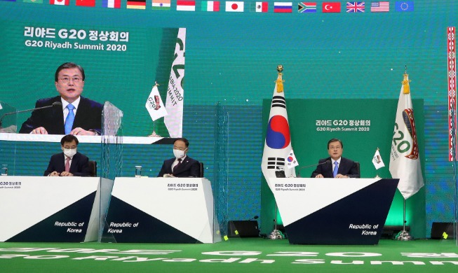 문 대통령, G20에서 코로나 백신•치료제 공평보급 강조