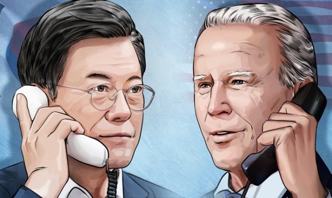 문 대통령, 바이든 미 대통령과 첫 정상통화···“한미 동맹 업그레이드”