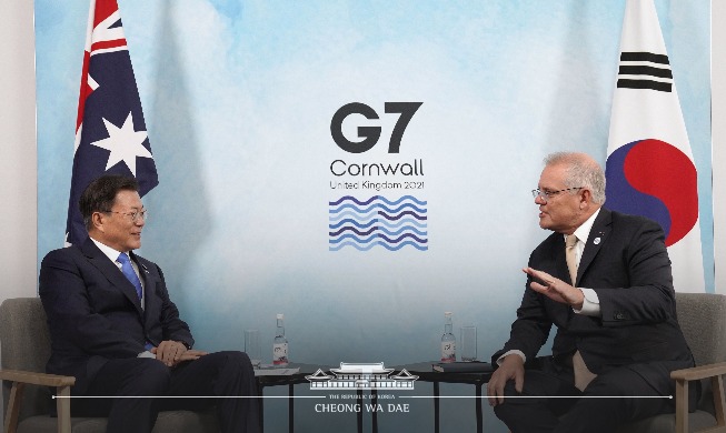 문 대통령, 호주·독일 총리와 정상회담···아스트라제네카 CEO도 면담