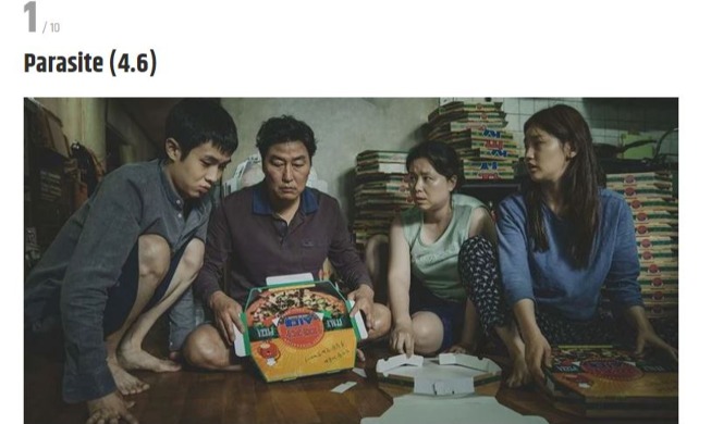 '기생충', 해외 영화 평점 사이트가 선정한 '최고의 오스카작품상 수상작'
