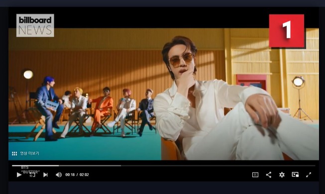 BTS ‘버터’, 7주 연속 빌보드 ‘핫 100’ 정상
