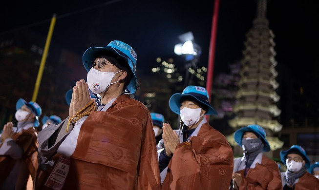 [사진으로 보는 한국] '1167km 대장정'  인도 순례단