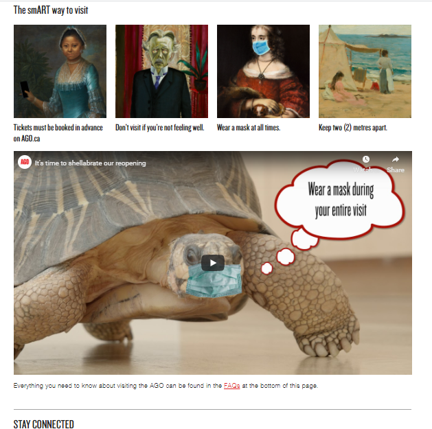 온타리오주립미술관 웹사이트 방문객 안내 정보 